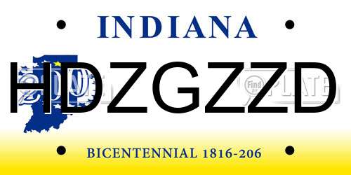 HDZGZZD Indiana License Plate