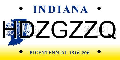 HDZGZZQ Indiana License Plate