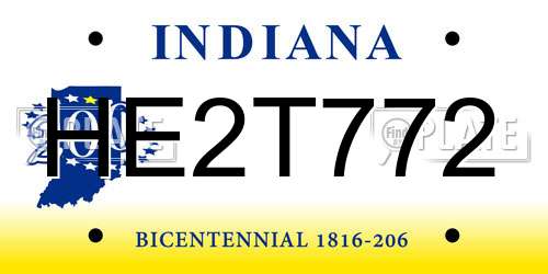 HE2T772 Indiana License Plate