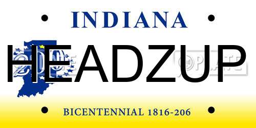 HEADZUP Indiana License Plate