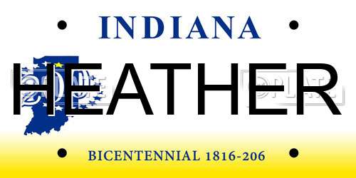 HEATHER Indiana License Plate