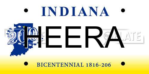 HEERA Indiana License Plate
