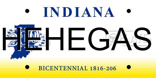 HEHEGAS Indiana License Plate