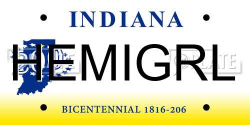 HEMIGRL Indiana License Plate