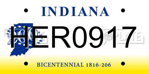 HER0917 Indiana License Plate