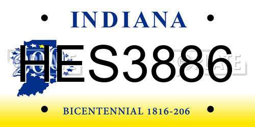 HES3886 Indiana License Plate