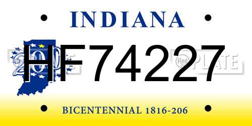 HF74227 Indiana License Plate