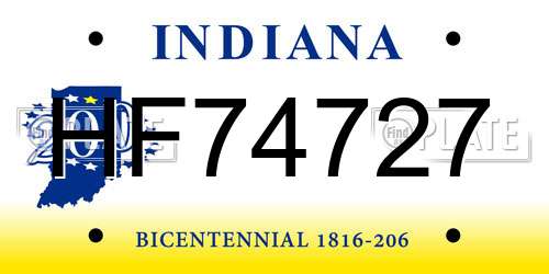 HF74727 Indiana License Plate