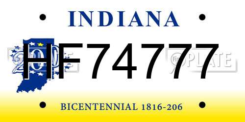 HF74777 Indiana License Plate