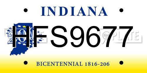 HFS9677 Indiana License Plate