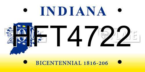 HFT4722 Indiana License Plate