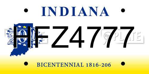 HFZ4777 Indiana License Plate