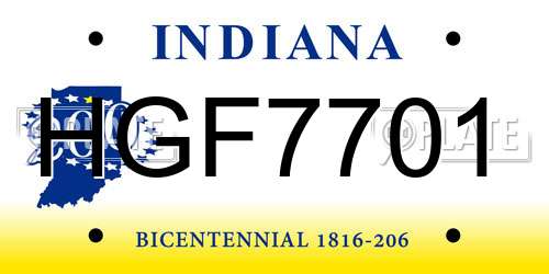 HGF7701 Indiana License Plate