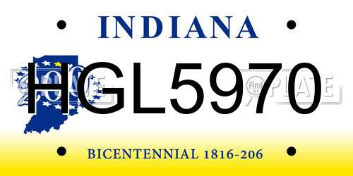 HGL5970 Indiana License Plate