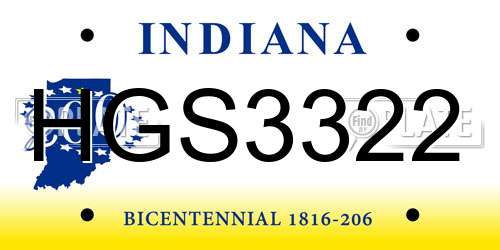 HGS3322 Indiana License Plate