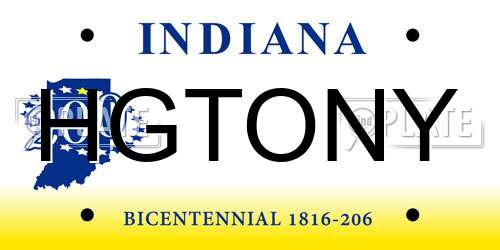 HGTONY Indiana License Plate