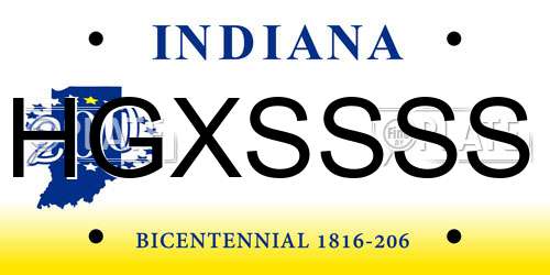 HGXSSSS Indiana License Plate