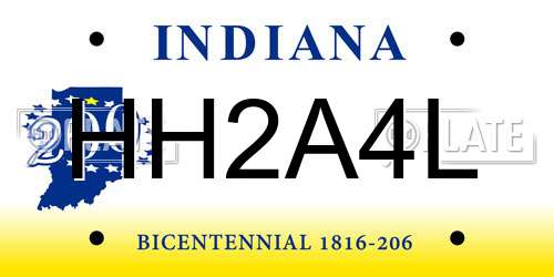 HH2A4L Indiana License Plate