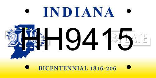 HH9415 Indiana License Plate