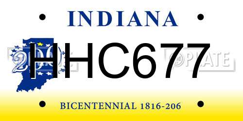 HHC677 Indiana License Plate