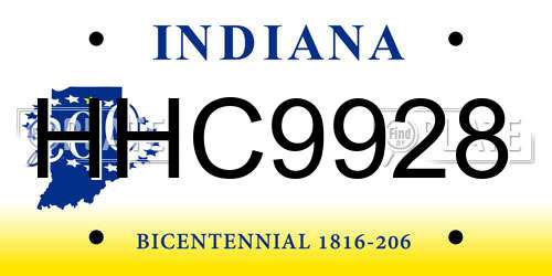 HHC9928 Indiana License Plate
