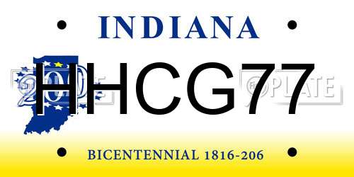 HHCG77 Indiana License Plate