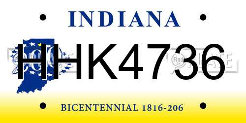 HHK4736 Indiana License Plate