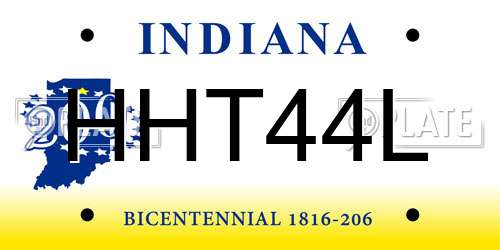 HHT44L Indiana License Plate