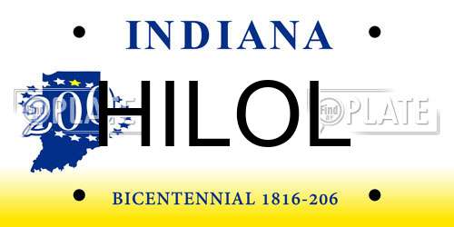 HILOL Indiana License Plate