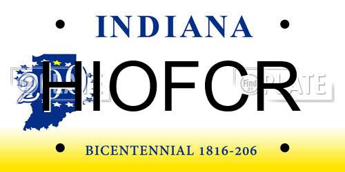 HIOFCR Indiana License Plate