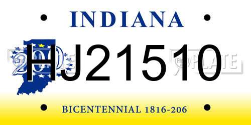HJ21510 Indiana License Plate