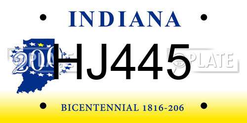HJ445 Indiana License Plate