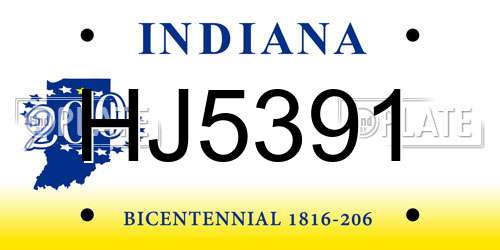 HJ5391 Indiana License Plate