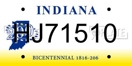 HJ71510 Indiana License Plate