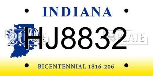 HJ8832 Indiana License Plate