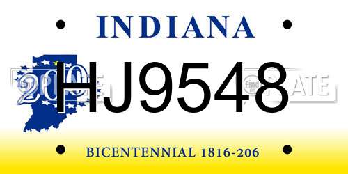 HJ9548 Indiana License Plate