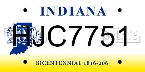 HJC7751 Indiana License Plate