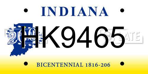 HK9465 Indiana License Plate