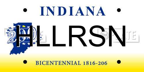 HLLRSN Indiana License Plate