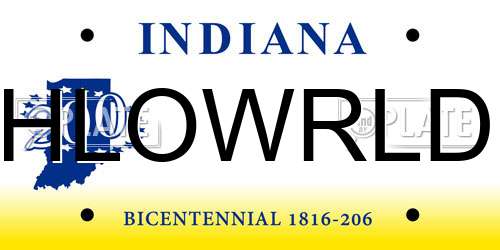 HLOWRLD Indiana License Plate