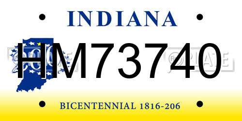 HM73740 Indiana License Plate