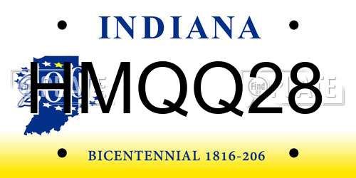 HMQQ28 Indiana License Plate