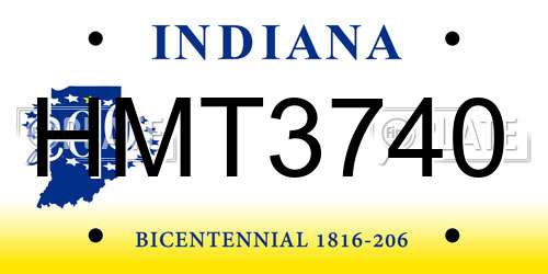 HMT3740 Indiana License Plate
