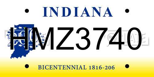 HMZ3740 Indiana License Plate
