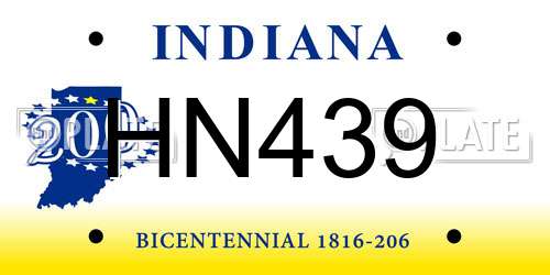 HN439 Indiana License Plate