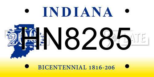 HN8285 Indiana License Plate