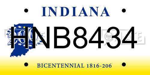 HNB8434 Indiana License Plate