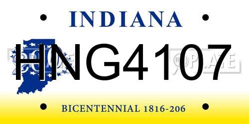 HNG4107 Indiana License Plate