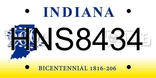 HNS8434 Indiana License Plate