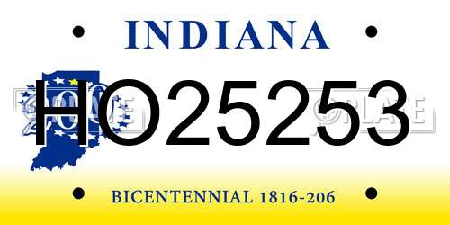 HO25253 Indiana License Plate